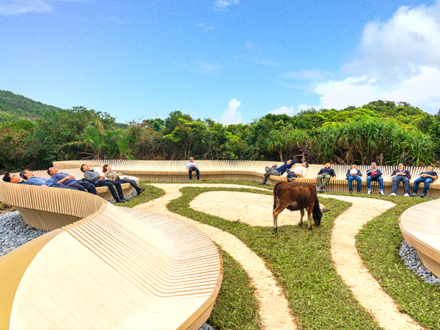 The bench is ergonomically-designed to allow visitors to enjoy stargazing at 360 degrees by sitting in a comfortable position