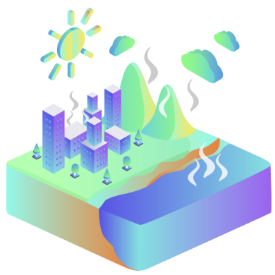 Mitigating heat island effect
or elevated temperature
