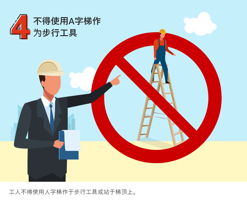 不得使用A字梯作为步行工具