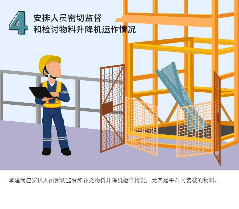 安排人員密切監督和檢討物料升降機運作情況