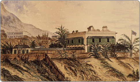 Flagstaff House, 1860s. Cast iron posts were erected to support the verandahs.