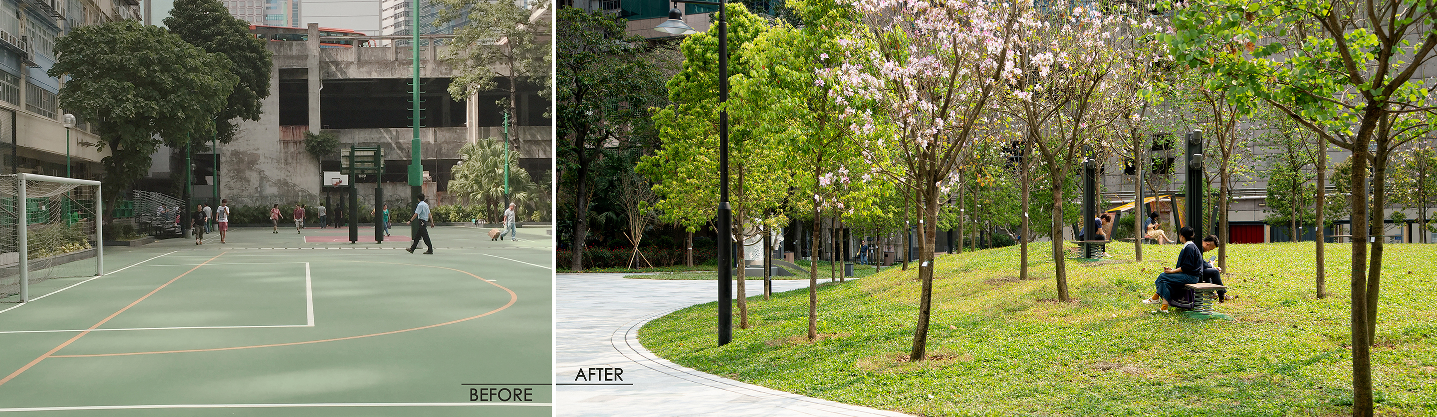 Transformation of Old Hard Paved Ballcourt into the Current Leisure Hotspot