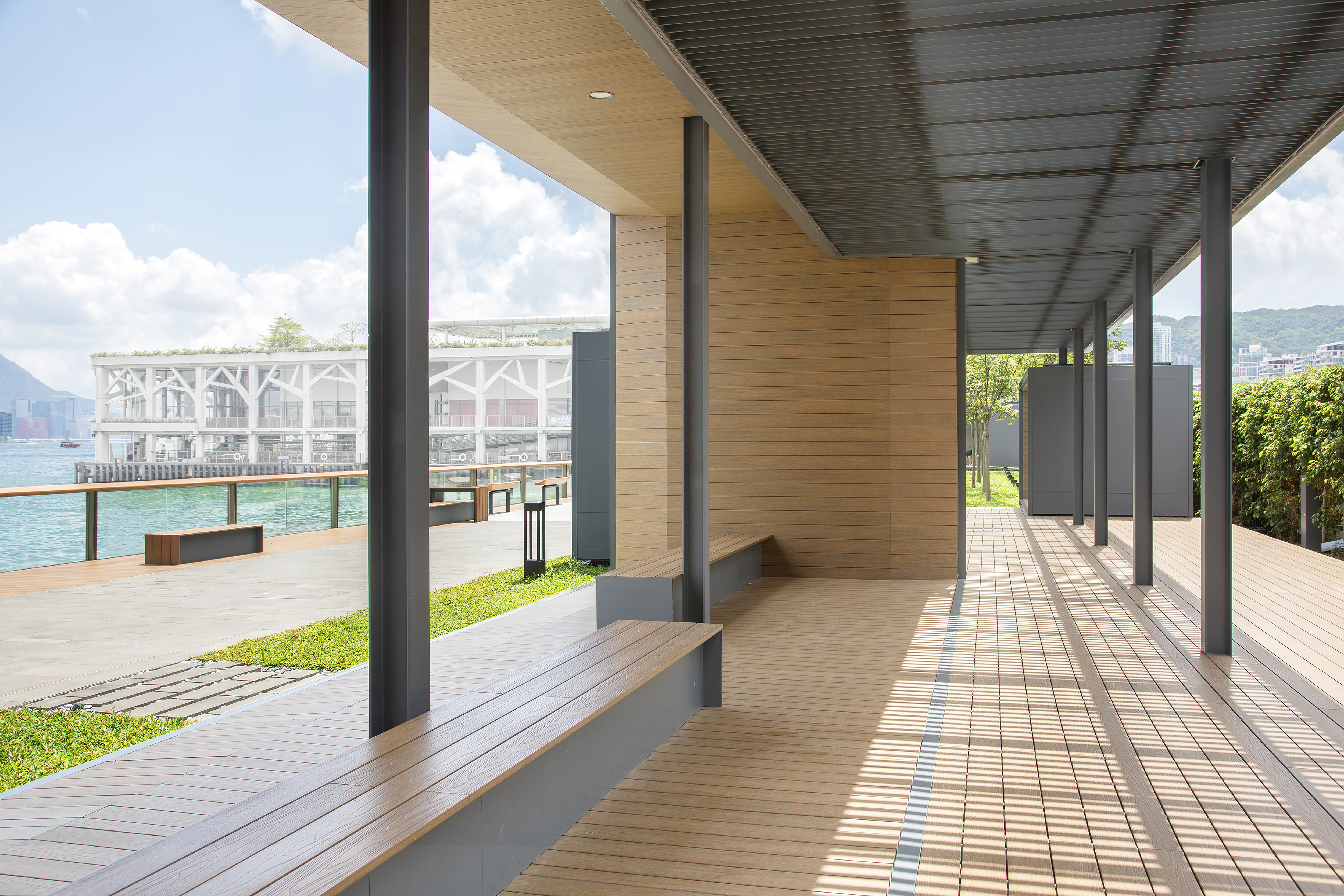 Pavilions Framing the Harbour View